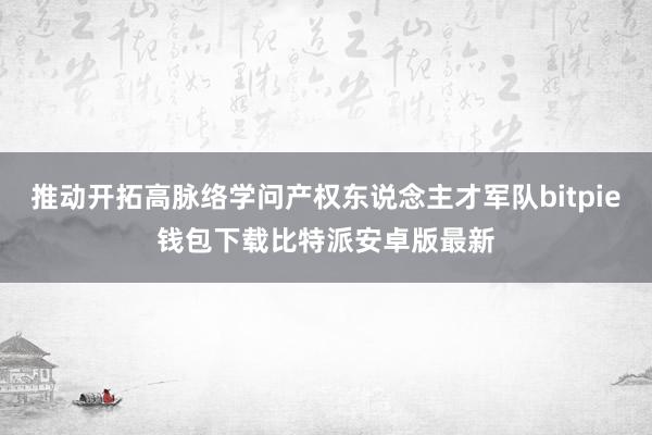 推动开拓高脉络学问产权东说念主才军队bitpie钱包下载比特派安卓版最新