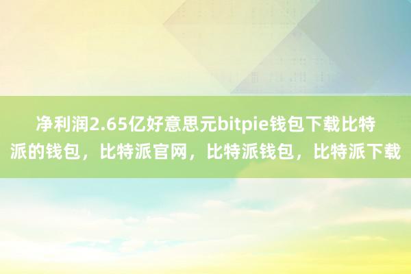 净利润2.65亿好意思元bitpie钱包下载比特派的钱包，比特派官网，比特派钱包，比特派下载