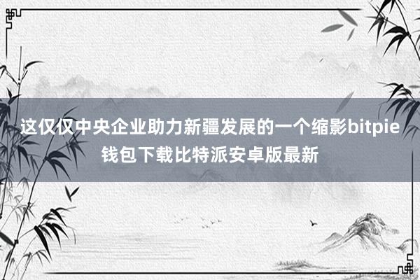 这仅仅中央企业助力新疆发展的一个缩影bitpie钱包下载比特派安卓版最新