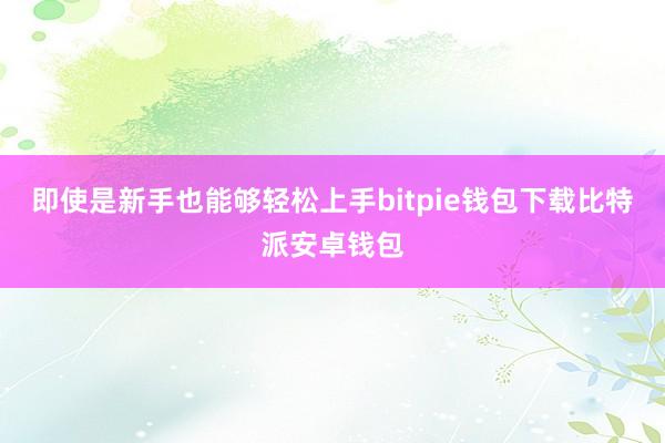 即使是新手也能够轻松上手bitpie钱包下载比特派安卓钱包