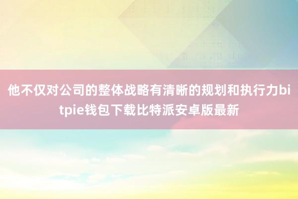 他不仅对公司的整体战略有清晰的规划和执行力bitpie钱包下载比特派安卓版最新