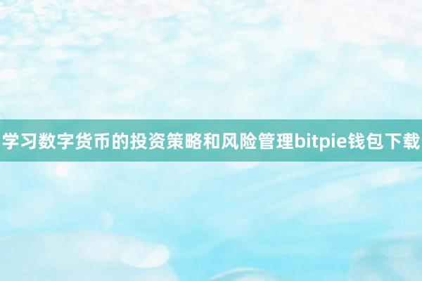 学习数字货币的投资策略和风险管理bitpie钱包下载