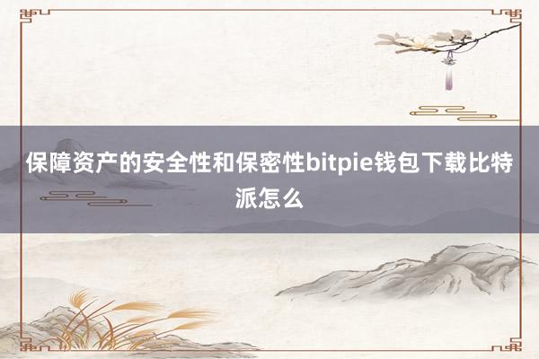 保障资产的安全性和保密性bitpie钱包下载比特派怎么