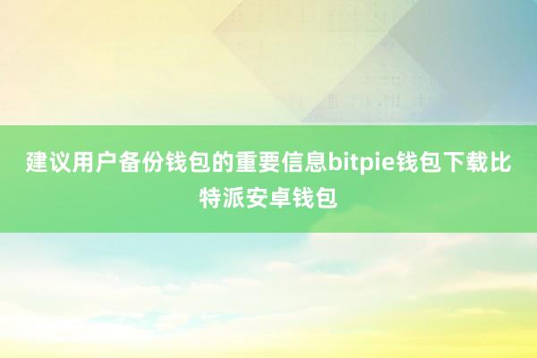 建议用户备份钱包的重要信息bitpie钱包下载比特派安卓钱包