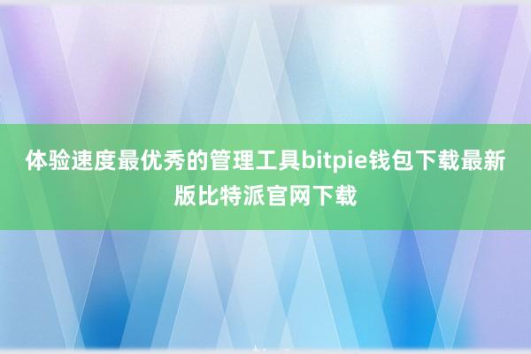 体验速度最优秀的管理工具bitpie钱包下载最新版比特派官网下载