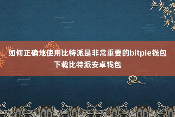 如何正确地使用比特派是非常重要的bitpie钱包下载比特派安卓钱包