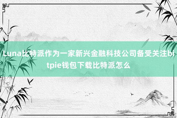 Luna比特派作为一家新兴金融科技公司备受关注bitpie钱包下载比特派怎么