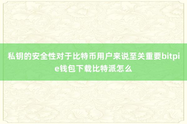 私钥的安全性对于比特币用户来说至关重要bitpie钱包下载比特派怎么