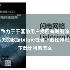 致力于于匡助用户找回有时删除或丢失的数据bitpie钱包下载比特派怎么